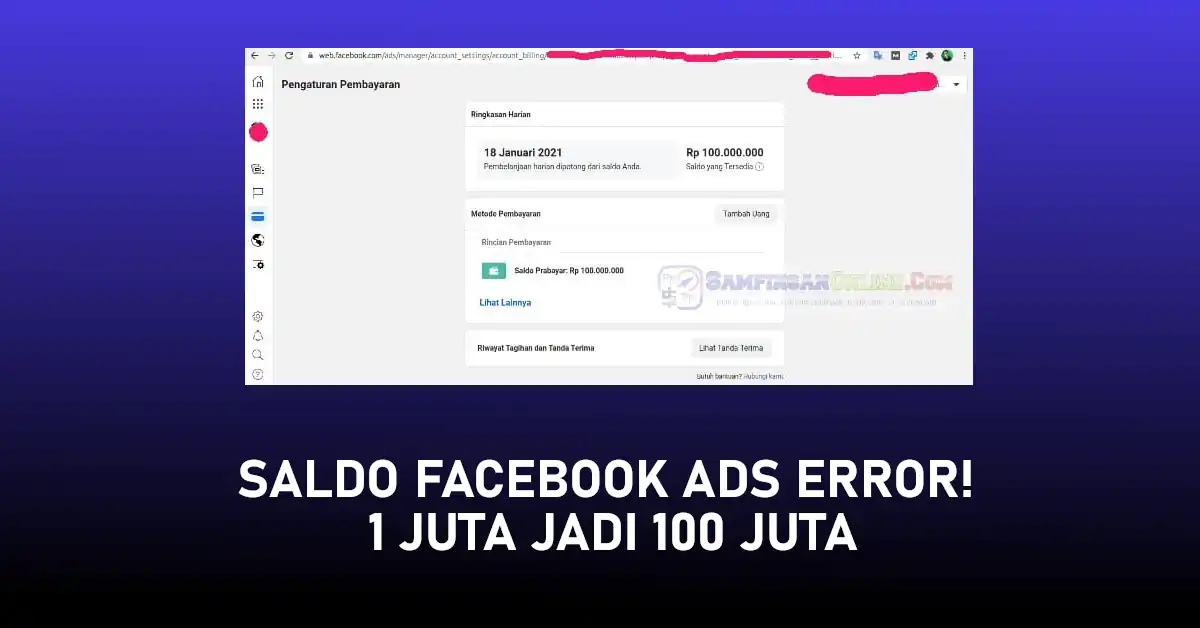 saldo facebook ads error
