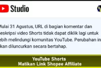 youtube shorts matikan link shopee affiliate