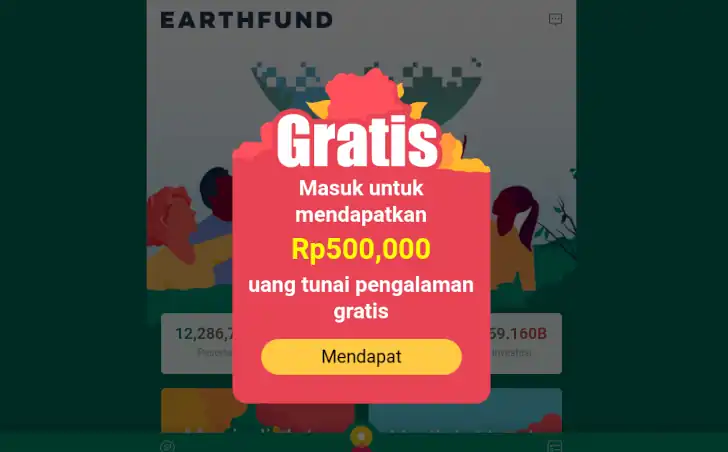 uang gratis pendaftaran earthfund